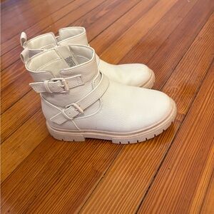 Kids Cream Ankle Boots